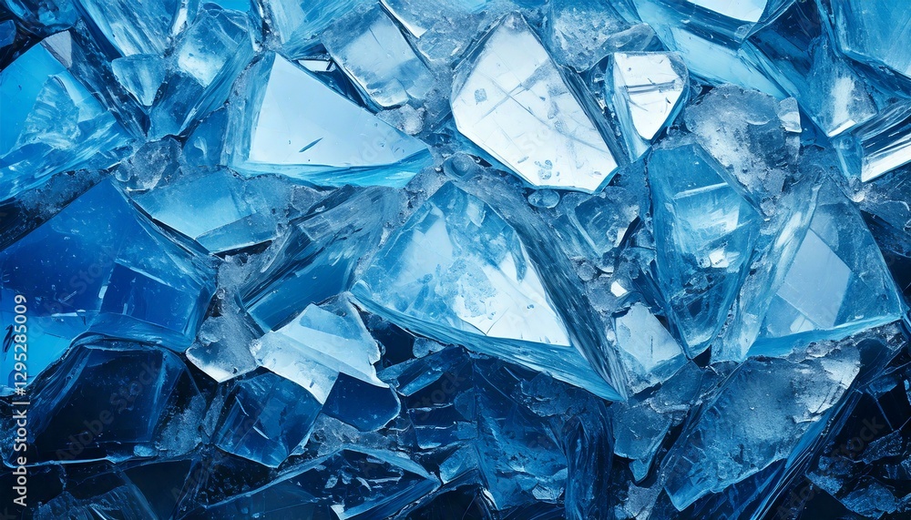 Glacial Shattered Ice – A detailed scene of fractured ice formations in shimmering blue and silver tones. Glacial Shattered Ice – A detailed scene of fractured ice formations in shimmering blue and silver tones.