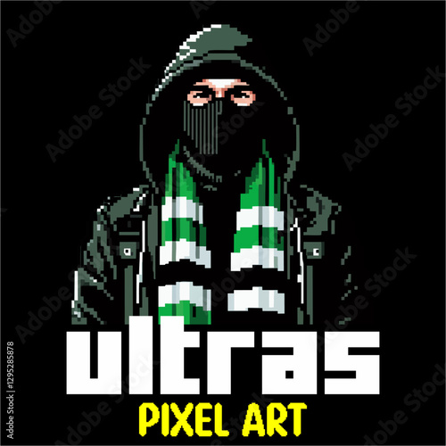 Ultras hooligan football supporter vector design in pixel art