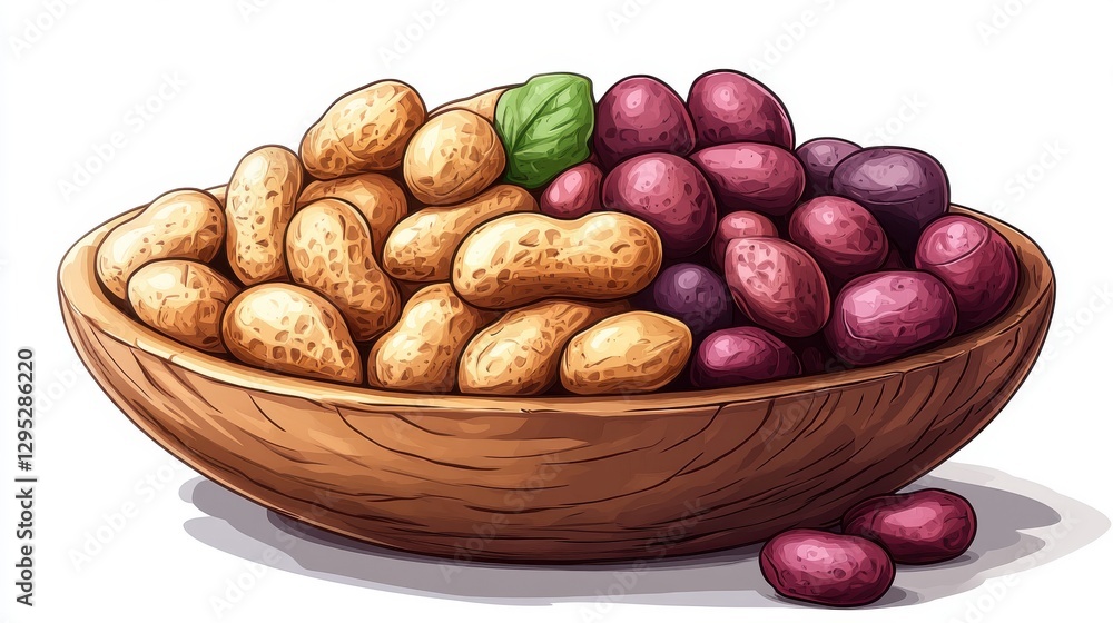 peanuts in a wooden bowl isolated catoon peanuts in a wooden bowl isolated catoon