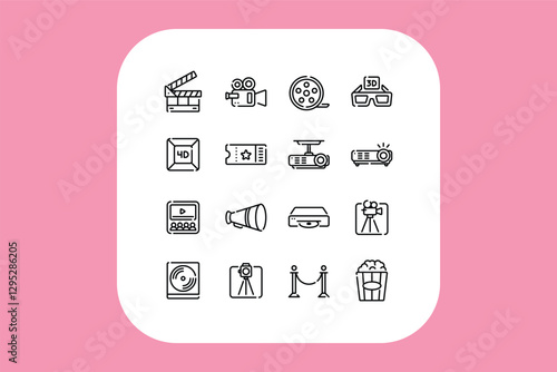 Cinema line icon design set