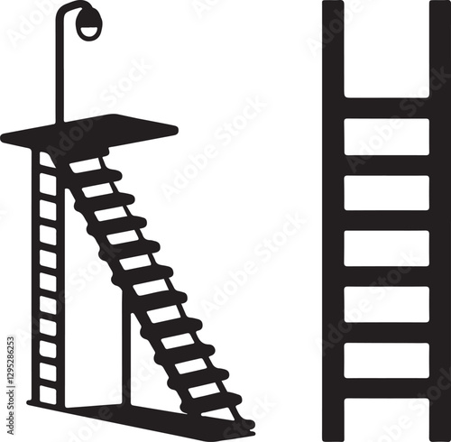 set of ladder icon silhouette vector art illustration isolated on transparent background
