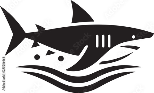 Great white shark vector illustration in blue underwater wildlife art