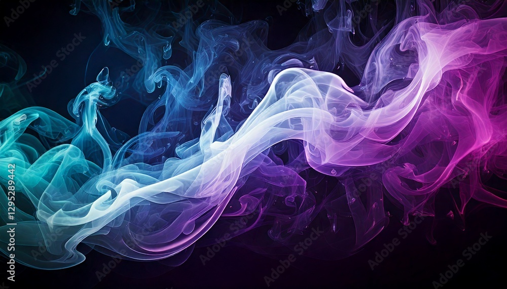 Celestial Smoke Veils – Airy, translucent wisps of luminous smoke weave together in a dreamlike ballet of vibrant color.