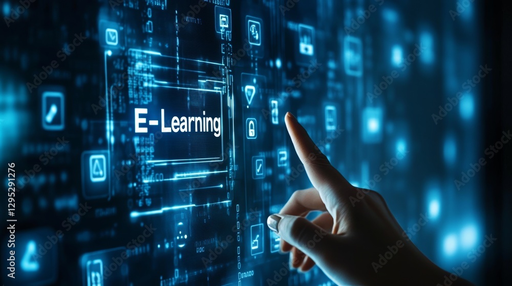 Digital touch screen icons of digital learning. online education concept. E-learning Digital touch screen icons of digital learning. online education concept. E-learning