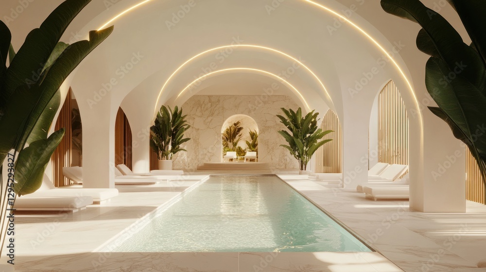 Serene Indoor Pool in Luxurious Spa Resort Serene Indoor Pool in Luxurious Spa Resort