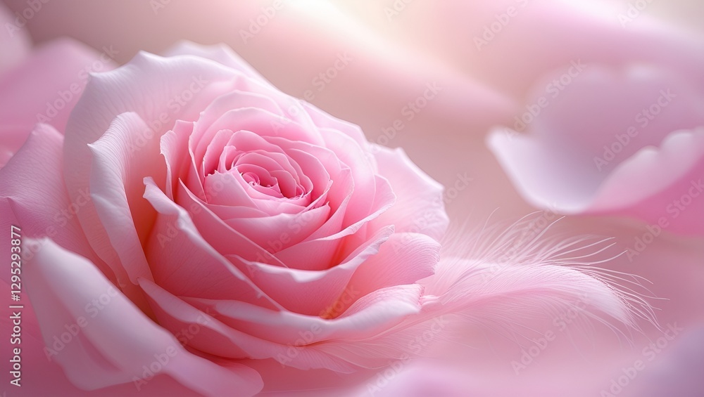 Soft pink rose petals in macro closeup, a floral beauty of nature's romantic bloom Soft pink rose petals in macro closeup, a floral beauty of nature's romantic bloom