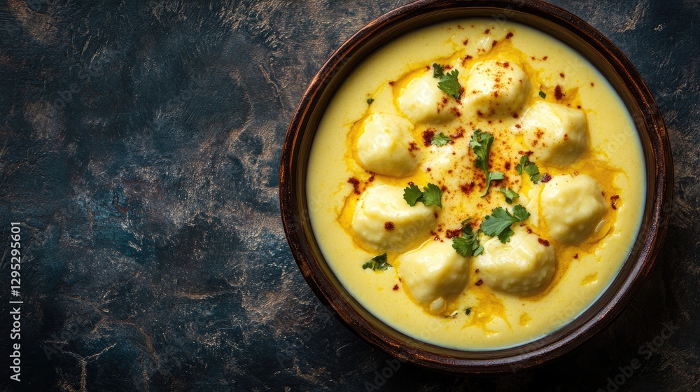 Creamy Delights with Dumplings in Rich Yellow Sauce Bowl Creamy Delights with Dumplings in Rich Yellow Sauce Bowl