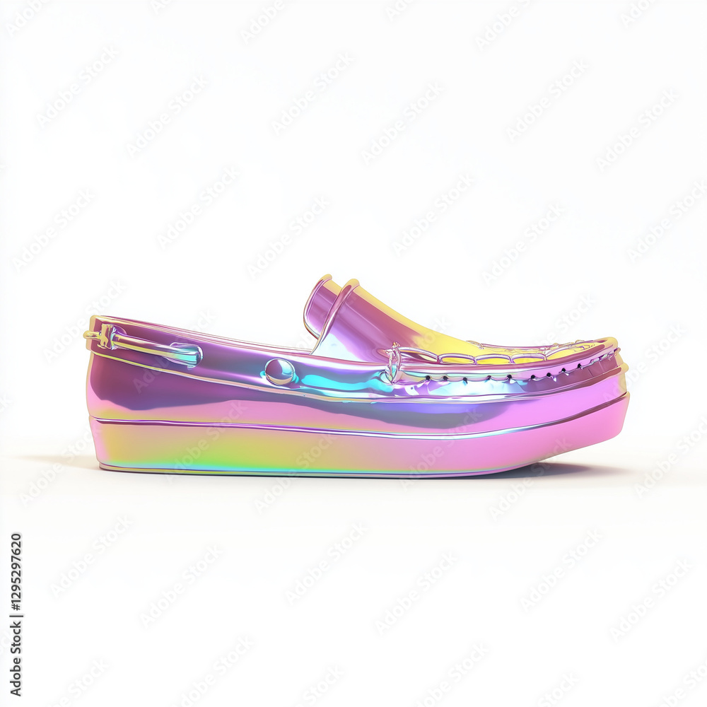 3d Sleek boat shoes, rainbow, shiny 3d Sleek boat shoes, rainbow, shiny