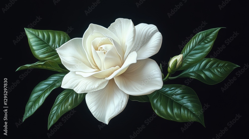 Fototapeta premium pristine white gardenia flower isolated catoon