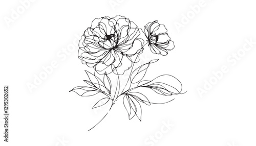 Continuous one single minimal line drawing 
Dahlia