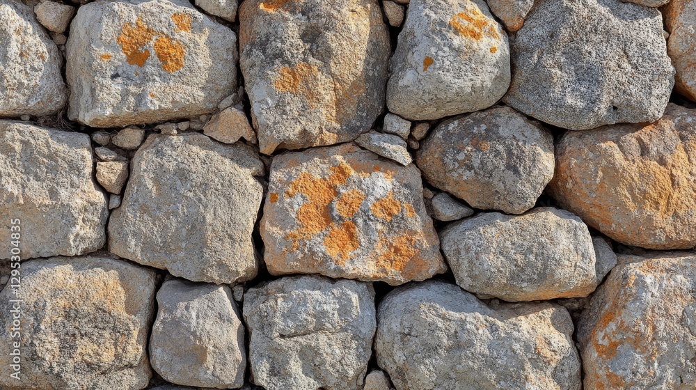 Rustic Stone Wall Texture Grey and Orange Boulder Background Rustic Stone Wall Texture Grey and Orange Boulder Background