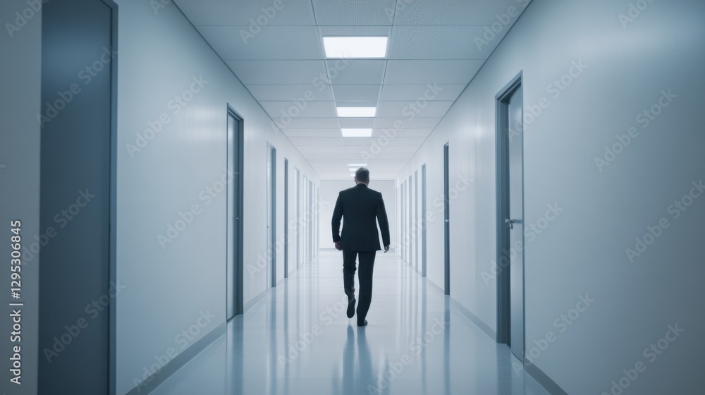 Executive departures with a leader taking one last walk through the office. Featuring nostalgia and leadership Executive departures with a leader taking one last walk through the office. Featuring nostalgia and leadership
