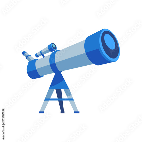 Astronomical Telescope Illustration on White Background.