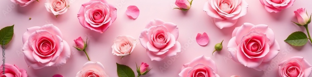 Fototapeta premium Delicate pink roses on a seamless background, perfect for elegant decor, wallpaper, decor, background
