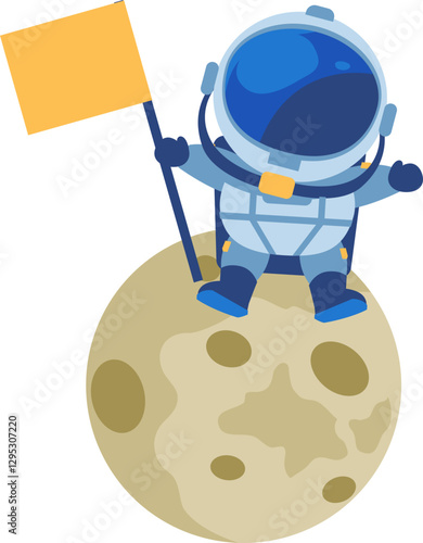 Astronaut Standing on the Moon with a Flag.