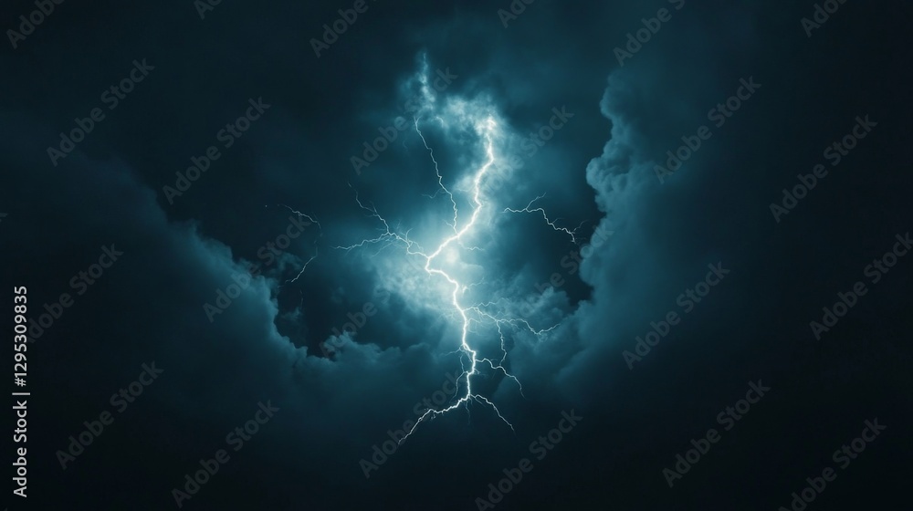 Fototapeta premium Stormy Night Sky with Lightning