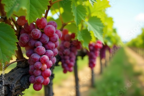 Wallpaper Mural Mature grape vines with clusters of ripe red grapes, farmland, natural, grapes Torontodigital.ca