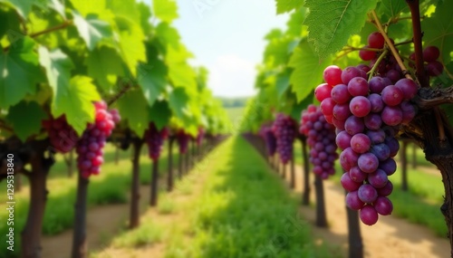 Wallpaper Mural Mature grape vines with clusters of ripe red grapes, natural, agriculture, farmland Torontodigital.ca