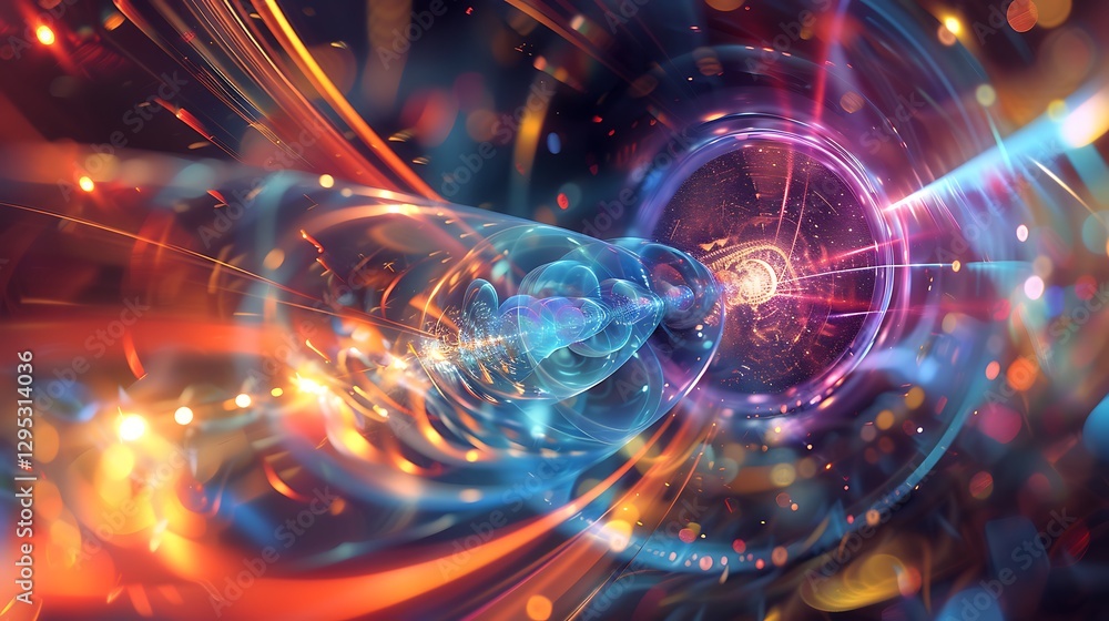 Abstract Digital Art Depicting Vibrant Energy Flow in a Cosmic Tunnel with Colorful Light Trails Abstract Digital Art Depicting Vibrant Energy Flow in a Cosmic Tunnel with Colorful Light Trails