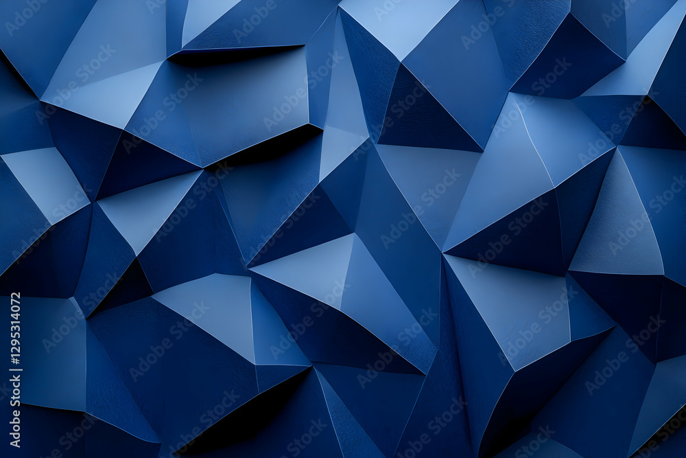 Abstract Geometric Background in Deep Blue Hues, Featuring a Modern and Dynamic Design with Sharp Lines and Faceted Surfaces for Contemporary Visuals Abstract Geometric Background in Deep Blue Hues, Featuring a Modern and Dynamic Design with Sharp Lines and Faceted Surfaces for Contemporary Visuals