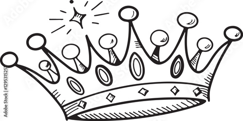 A vintage hand-drawn crown icon sketch