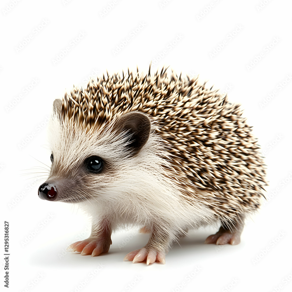 Adorable African Pygmy Hedgehog on White Background, A Captivating Portrait of a Spiky Friend, Perfect for Animal Lovers and Nature Enthusiasts Alike Adorable African Pygmy Hedgehog on White Background, A Captivating Portrait of a Spiky Friend, Perfect for Animal Lovers and Nature Enthusiasts Alike