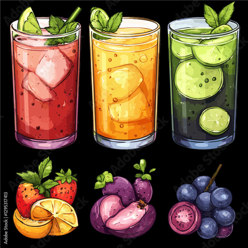 Fresh and Fruity: A Colorful Collection of Juices and Fruits