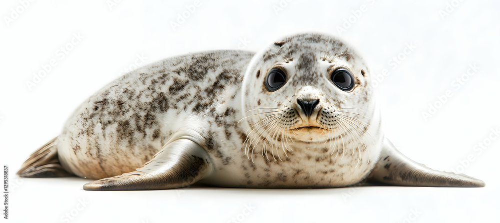 Adorable Seal Pup Portrait, Capturing the Innocence and Charm of a Young Marine Mammal Against a Clean White Backdrop in a Studio Setting Adorable Seal Pup Portrait, Capturing the Innocence and Charm of a Young Marine Mammal Against a Clean White Backdrop in a Studio Setting
