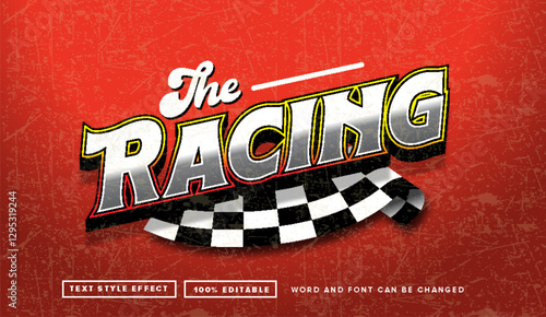 The Racing with checkered race flag text style effect editable