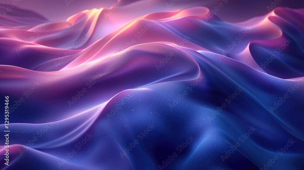 Obraz premium Colorful flowing digital waves in blue and pink. Digital artwork of transparent fluid or liquid with vibrant gradient blue and purple color. Modern design and technology concept. Futuristic. AIG53.