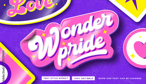 Sticker Wonder Pride text style effect