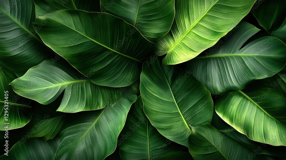 Obraz premium Lush Tropical Greenery Dark Green Leaves Background Texture
