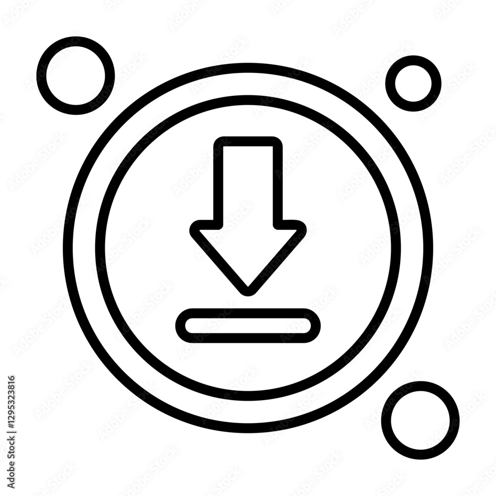 Download Button Outline Style Icon Design