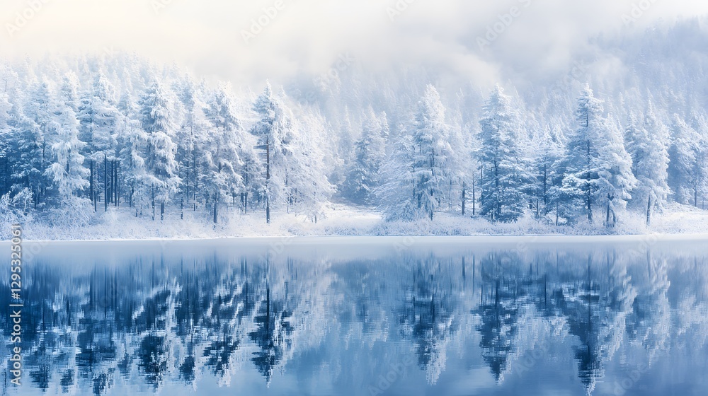 48. A serene snow-covered landscape with towering pine trees, their branches heavy with ice, reflecting the soft light of winter 48. A serene snow-covered landscape with towering pine trees, their branches heavy with ice, reflecting the soft light of winter