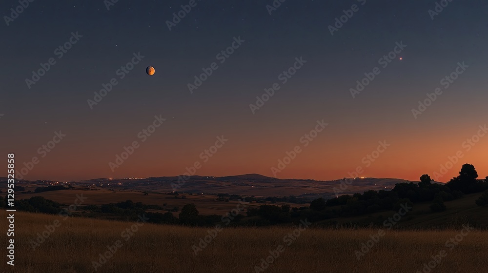 Jupiter and Moon align with distant Mars, a celestial harmony in the night sky Jupiter and Moon align with distant Mars, a celestial harmony in the night sky