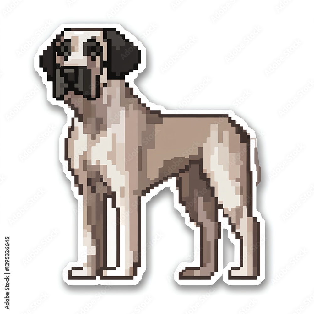Obraz premium Adorable Pixel Art Great Dane: A charming 8-bit canine sticker!