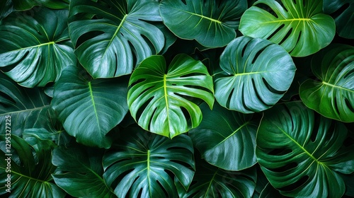 Wallpaper Mural Lush Tropical Monstera Deliciosa Leaves Background Torontodigital.ca