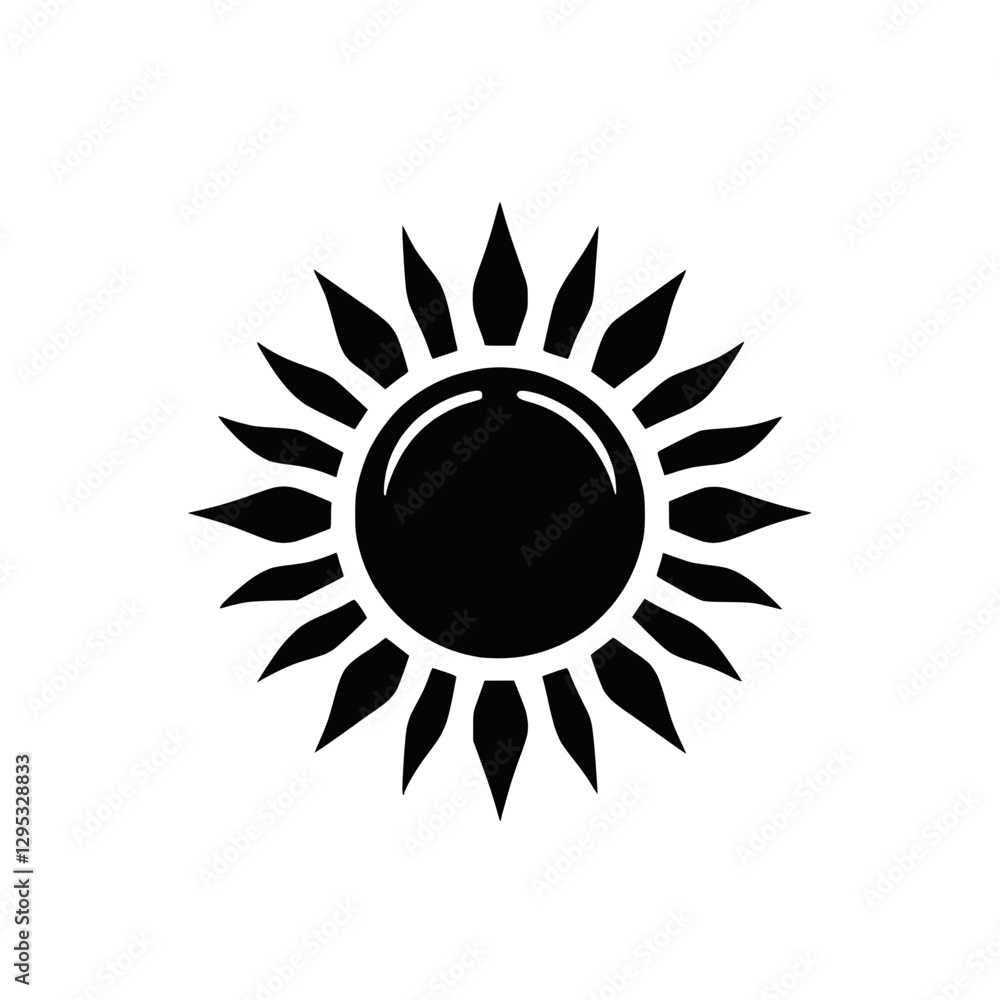 Naklejka premium Stylized sun icon featuring rays radiating from a central circle