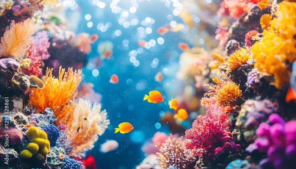 Obraz premium Vibrant Reef Fish Swim Ocean Coral