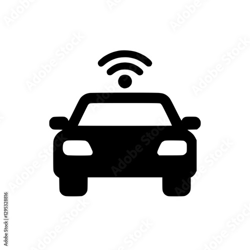 Stylized car badge with Wi-Fi signal indicating connectivity and modern technology, carsharing