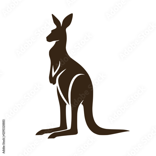 Stylized kangaroo icon depicting a standing kangaroo in a minimalist design