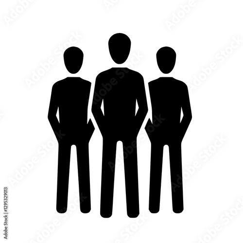 Solid silhouette of three people representing teamwork and community