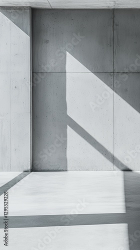 Sunlight Illuminating Modern Concrete Room Interior