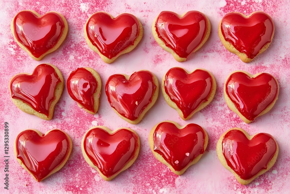 Delicious Red Glaze Heart Shaped Cookies Valentine's Day Treats Delicious Red Glaze Heart Shaped Cookies Valentine's Day Treats