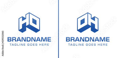 Letters HO or OH 3D Monogram Logo, symbolizes strength, dynamism, and technology