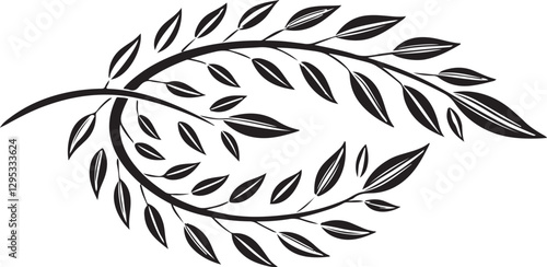 Isolated black circular laurel foliate icon Vector, black circular laurel foliate Silhouette,black circular laurel foliate icon set, black circular laurel foliate for logo,color black circular
