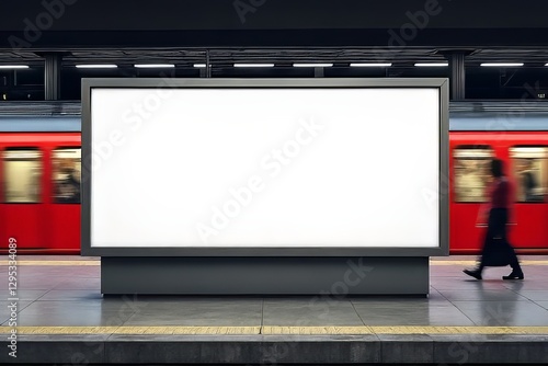 Blank billboard at a subway station, perfect for advertising mockups