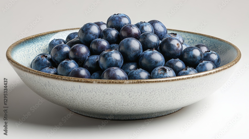 white bowl with blueberry isolated,studio background