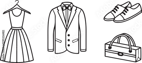 Isolated black event dress code icon Vector, black event dress code Silhouette,black event dress code icon set, black event dress code for logo,color black event dress code Vector illustration, Vector