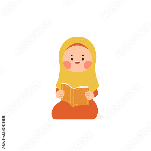 Studying Quran 2 Girl in Orange Hijab Reading Quran